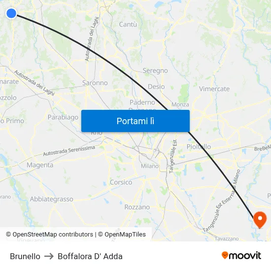 Brunello to Boffalora D' Adda map
