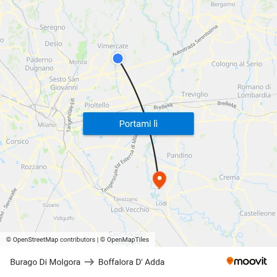 Burago Di Molgora to Boffalora D' Adda map