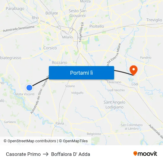 Casorate Primo to Boffalora D' Adda map
