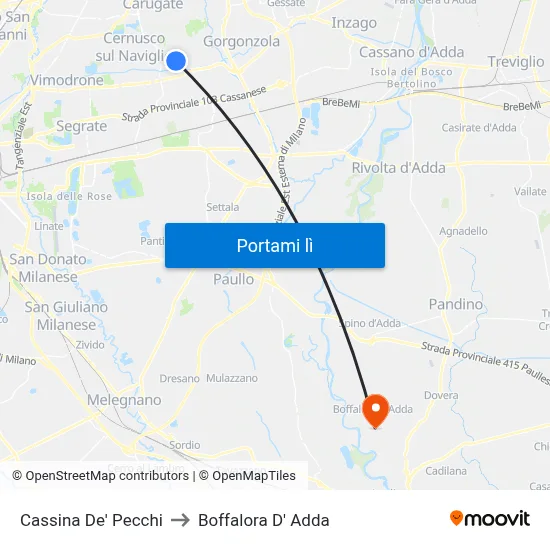 Cassina De' Pecchi to Boffalora D' Adda map