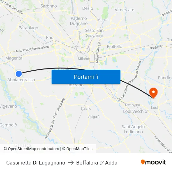 Cassinetta Di Lugagnano to Boffalora D' Adda map