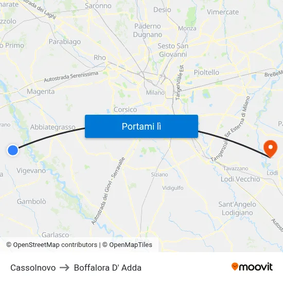 Cassolnovo to Boffalora D' Adda map