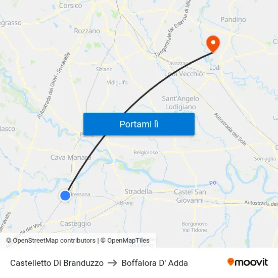 Castelletto Di Branduzzo to Boffalora D' Adda map