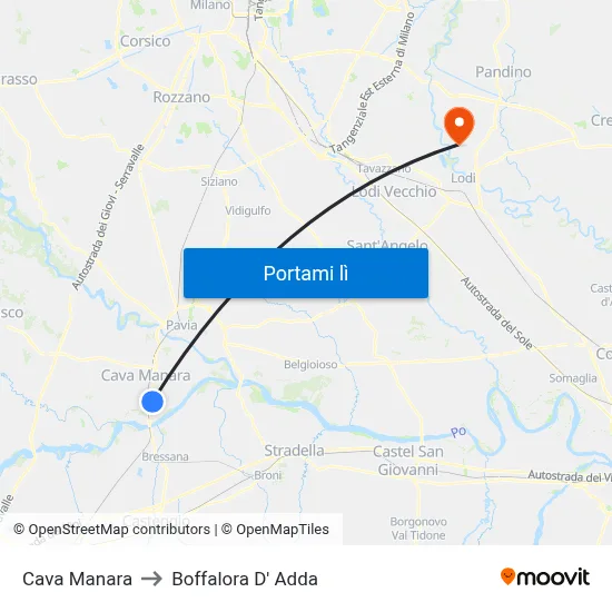 Cava Manara to Boffalora D' Adda map