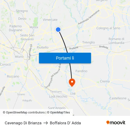 Cavenago Di Brianza to Boffalora D' Adda map