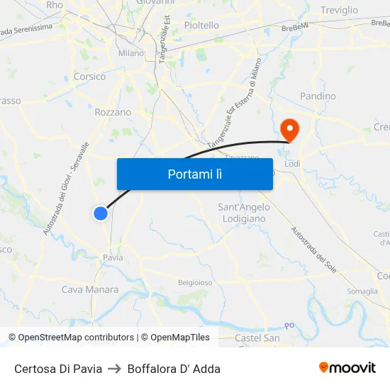 Certosa Di Pavia to Boffalora D' Adda map