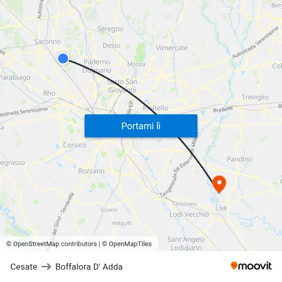 Cesate to Boffalora D' Adda map