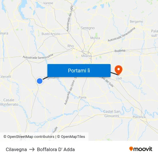 Cilavegna to Boffalora D' Adda map