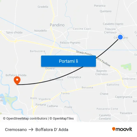 Cremosano to Boffalora D' Adda map