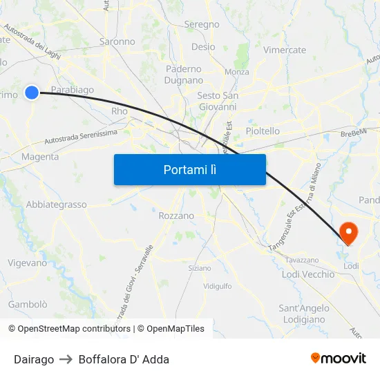 Dairago to Boffalora D' Adda map