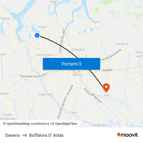 Daverio to Boffalora D' Adda map