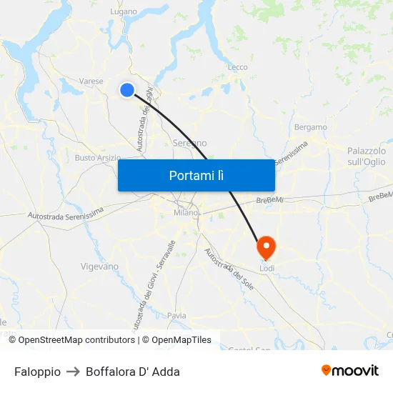 Faloppio to Boffalora D' Adda map