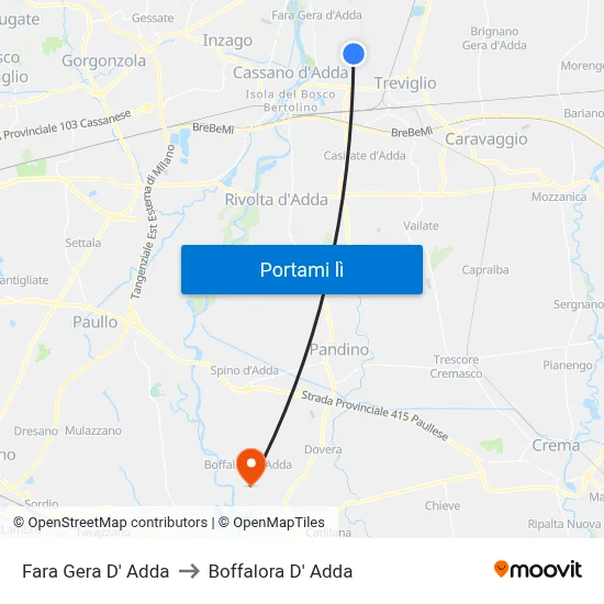Fara Gera D' Adda to Boffalora D' Adda map