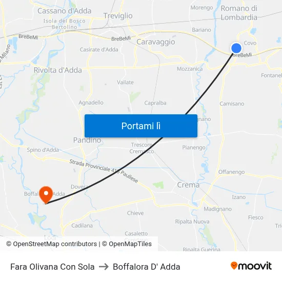 Fara Olivana Con Sola to Boffalora D' Adda map