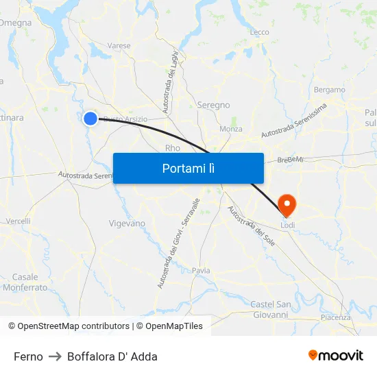Ferno to Boffalora D' Adda map