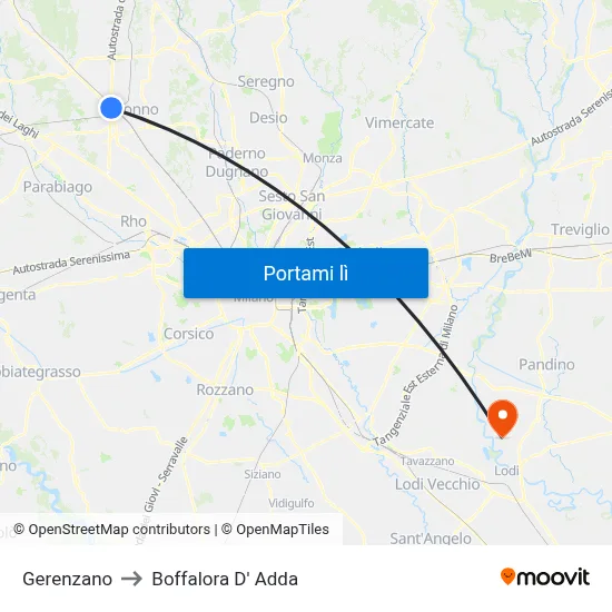 Gerenzano to Boffalora D' Adda map