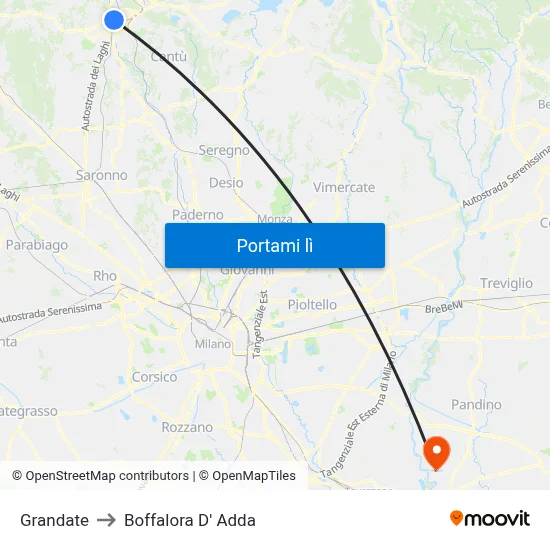 Grandate to Boffalora D' Adda map