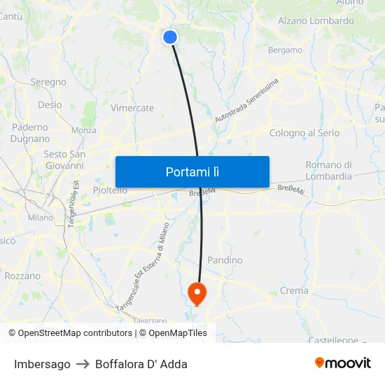 Imbersago to Boffalora D' Adda map