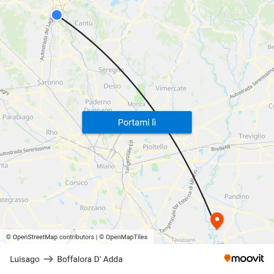 Luisago to Boffalora D' Adda map