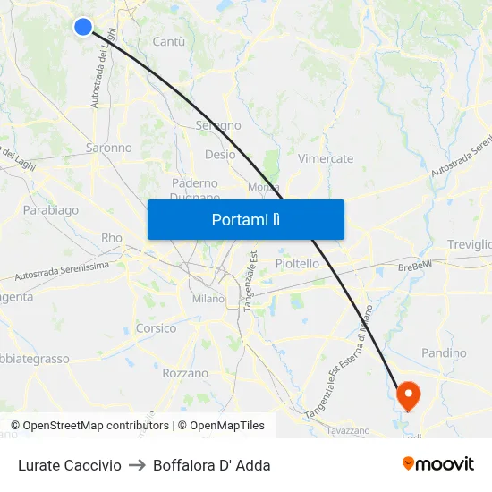 Lurate Caccivio to Boffalora D' Adda map