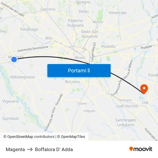 Magenta to Boffalora D' Adda map