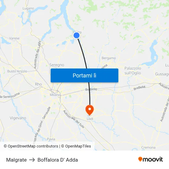 Malgrate to Boffalora D' Adda map