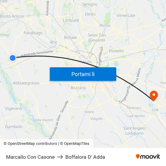 Marcallo Con Casone to Boffalora D' Adda map