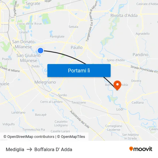 Mediglia to Boffalora D' Adda map
