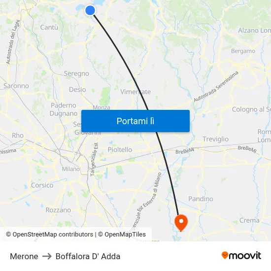 Merone to Boffalora D' Adda map