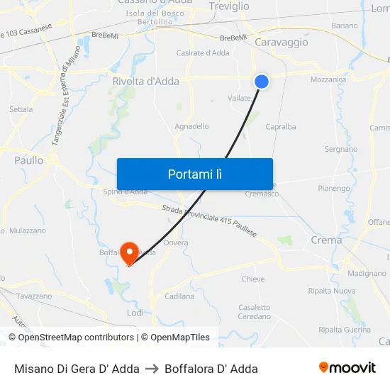 Misano Di Gera D' Adda to Boffalora D' Adda map