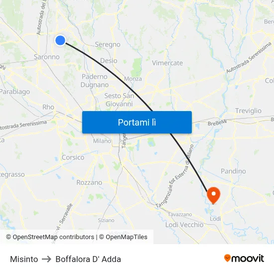 Misinto to Boffalora D' Adda map