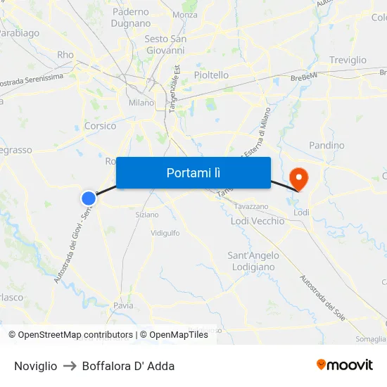 Noviglio to Boffalora D' Adda map