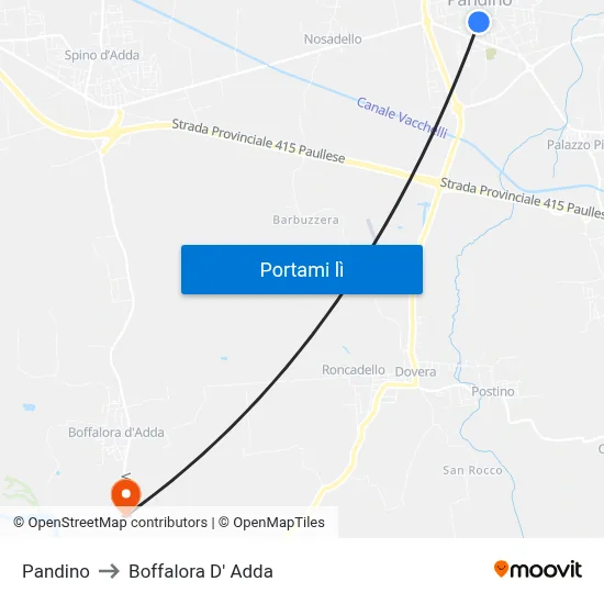 Pandino to Boffalora D' Adda map
