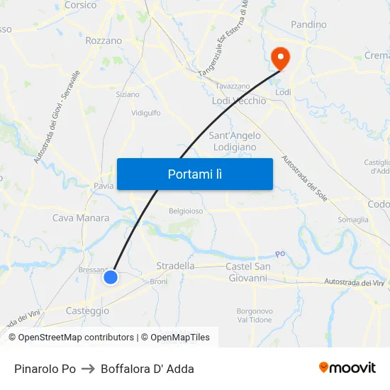 Pinarolo Po to Boffalora D' Adda map