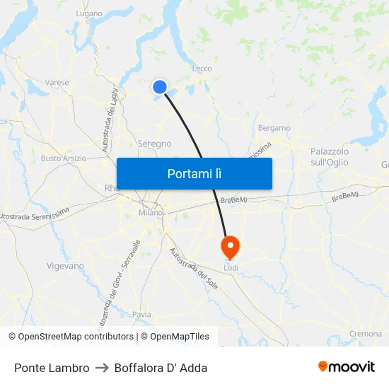 Ponte Lambro to Boffalora D' Adda map