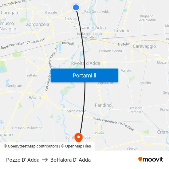 Pozzo D' Adda to Boffalora D' Adda map