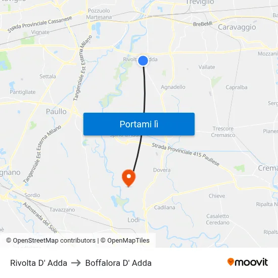 Rivolta D' Adda to Boffalora D' Adda map