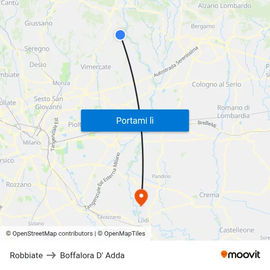 Robbiate to Boffalora D' Adda map