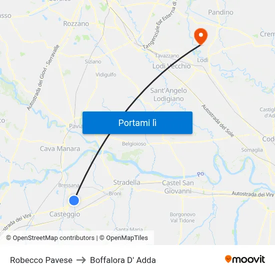 Robecco Pavese to Boffalora D' Adda map