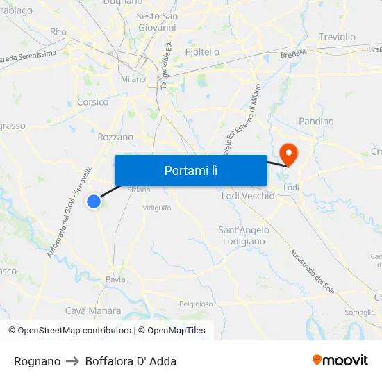 Rognano to Boffalora D' Adda map