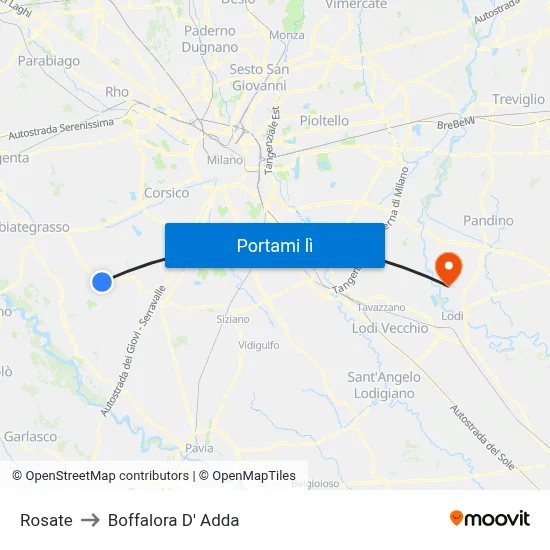 Rosate to Boffalora D' Adda map
