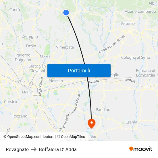 Rovagnate to Boffalora D' Adda map