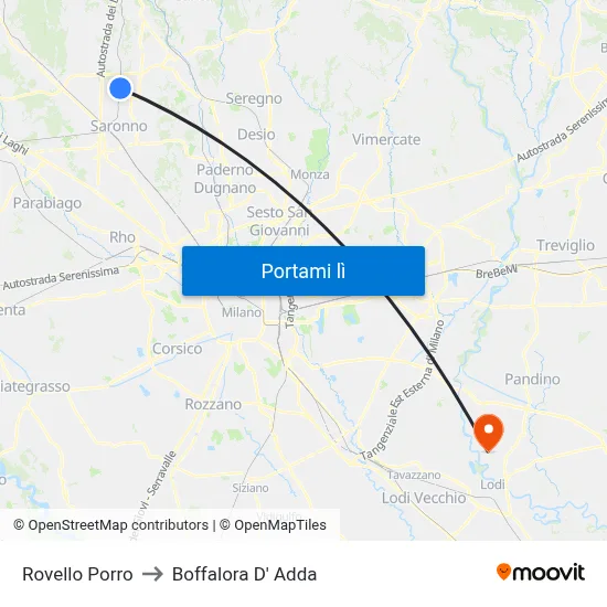 Rovello Porro to Boffalora D' Adda map
