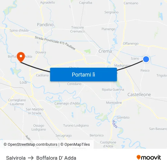 Salvirola to Boffalora D' Adda map