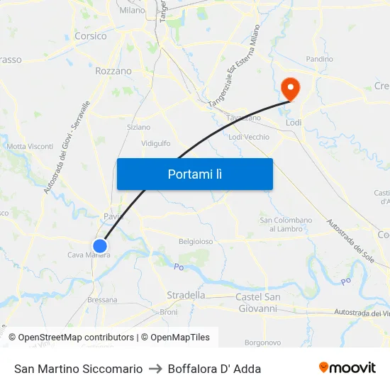 San Martino Siccomario to Boffalora D' Adda map