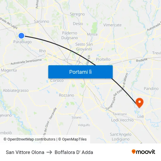 San Vittore Olona to Boffalora D' Adda map