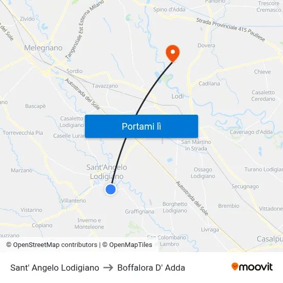 Sant' Angelo Lodigiano to Boffalora D' Adda map