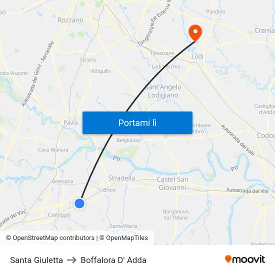 Santa Giuletta to Boffalora D' Adda map