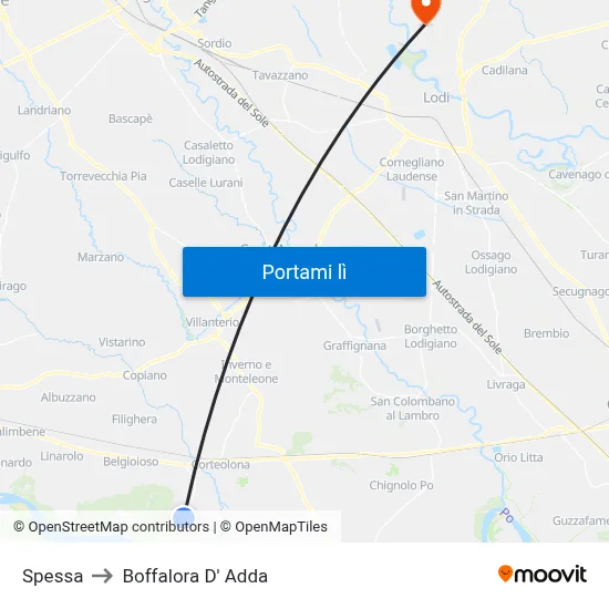 Spessa to Boffalora D' Adda map