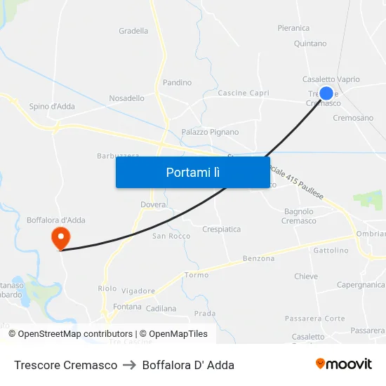 Trescore Cremasco to Boffalora D' Adda map